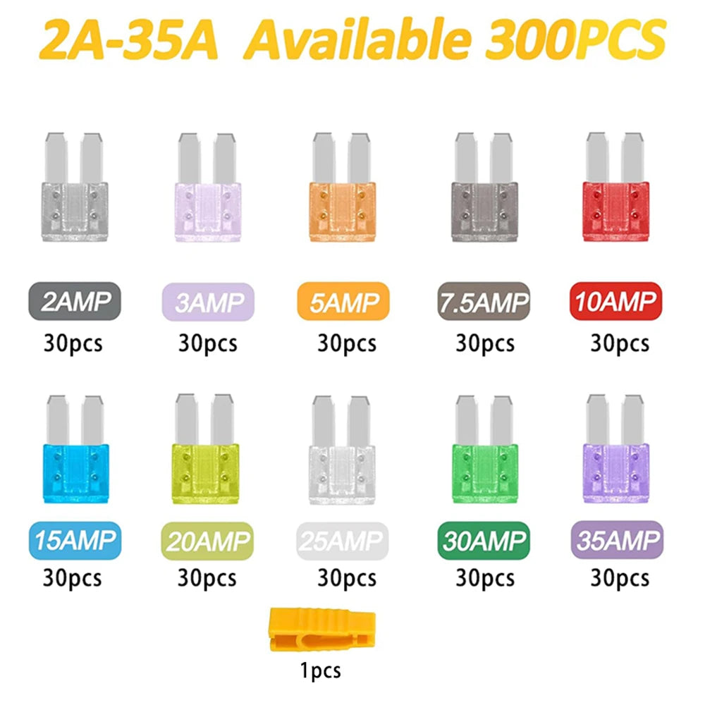 100/300PCS Micro 2 Blade Fuse ATR/APT Micro2 Fuse ATR/APT Blade Fuse 2A-35A Kit Replacement Fuses for Boat Truck SUV Automotive