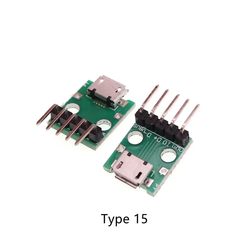 5pcs USB 2.0 Micro Mini A Female/Male USB B Connector Interface to 2.54mm Pin Header PCB Converter Adapter Breakout Board