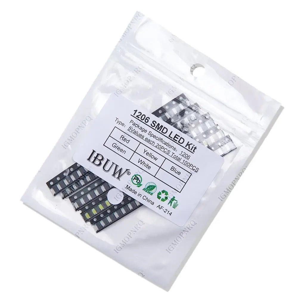 100pcs each 20pcs 1206 SMD LED light Package LED Package Red White Green Blue Yellow 1206 led light-emitting diode