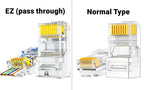 AMPCOM RJ45 Connector 50U Gold Plated CAT7 CAT6 CAT5E Pass through Modular Plug 8P8C Crimp End for Solid Wire Stanrded Ethernet