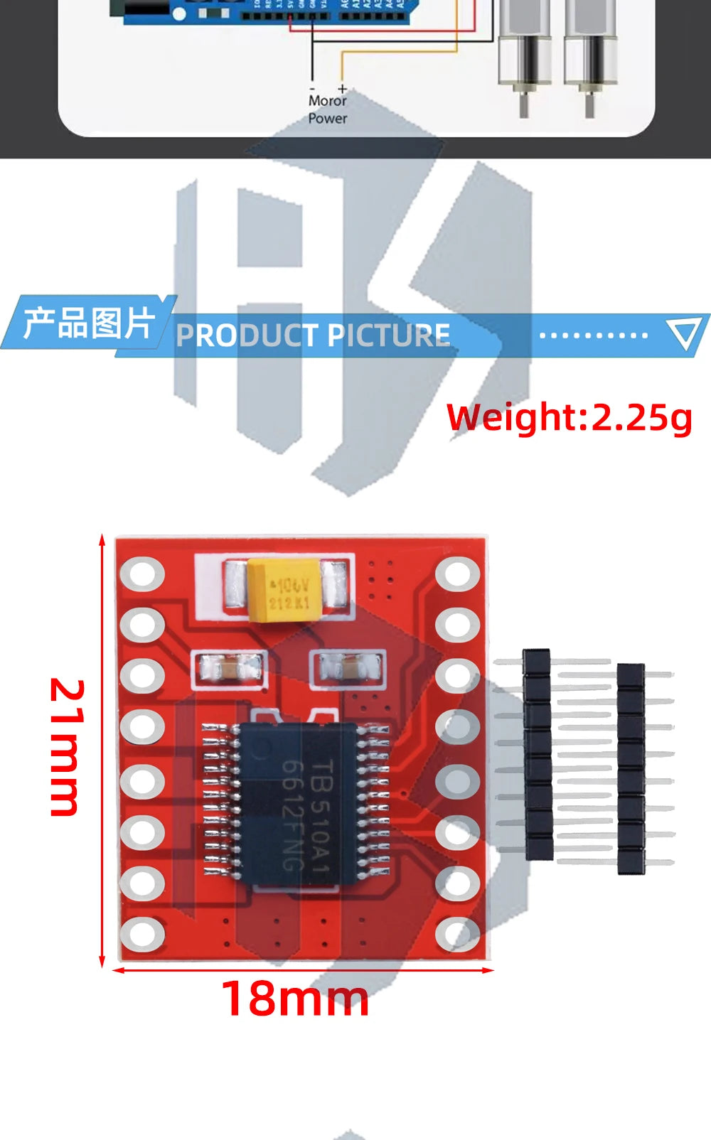 TB6612FNG Dual Motor Driver - 1A Motor Control Module for Arduino Microcontroller, Superior to L298N