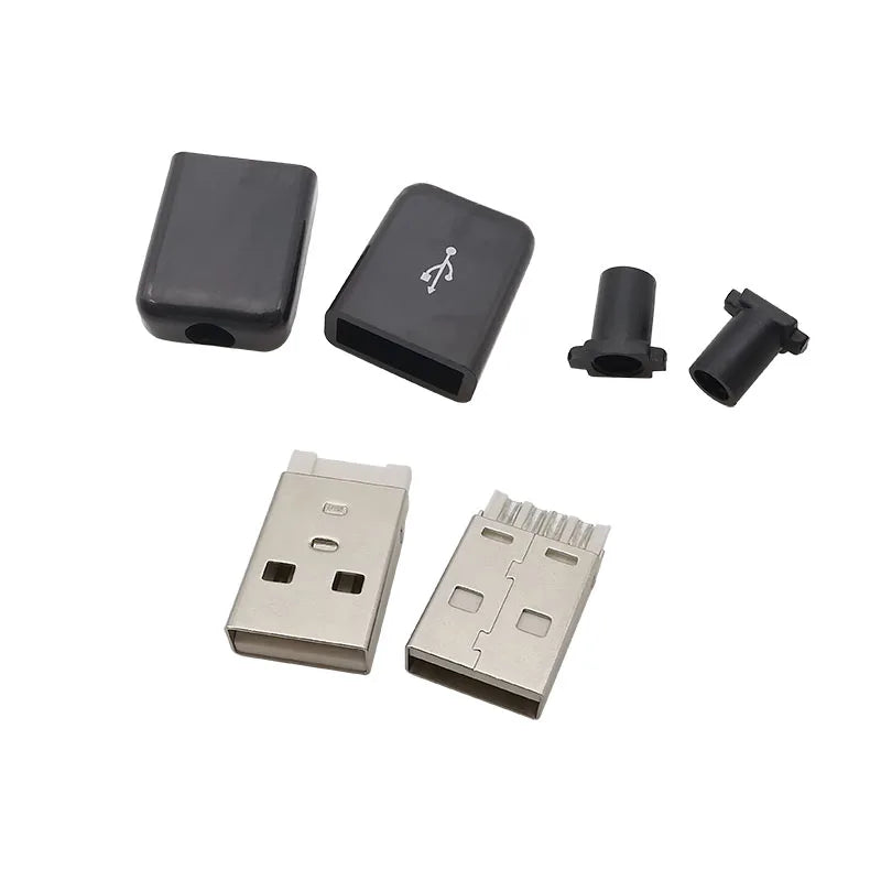 5Pcs/lot USB 2.0 Type A Male Plug 4 Pin Assembly Soldering Type Connector DIY Repair Charging Plug USB-A Adapter Connectors