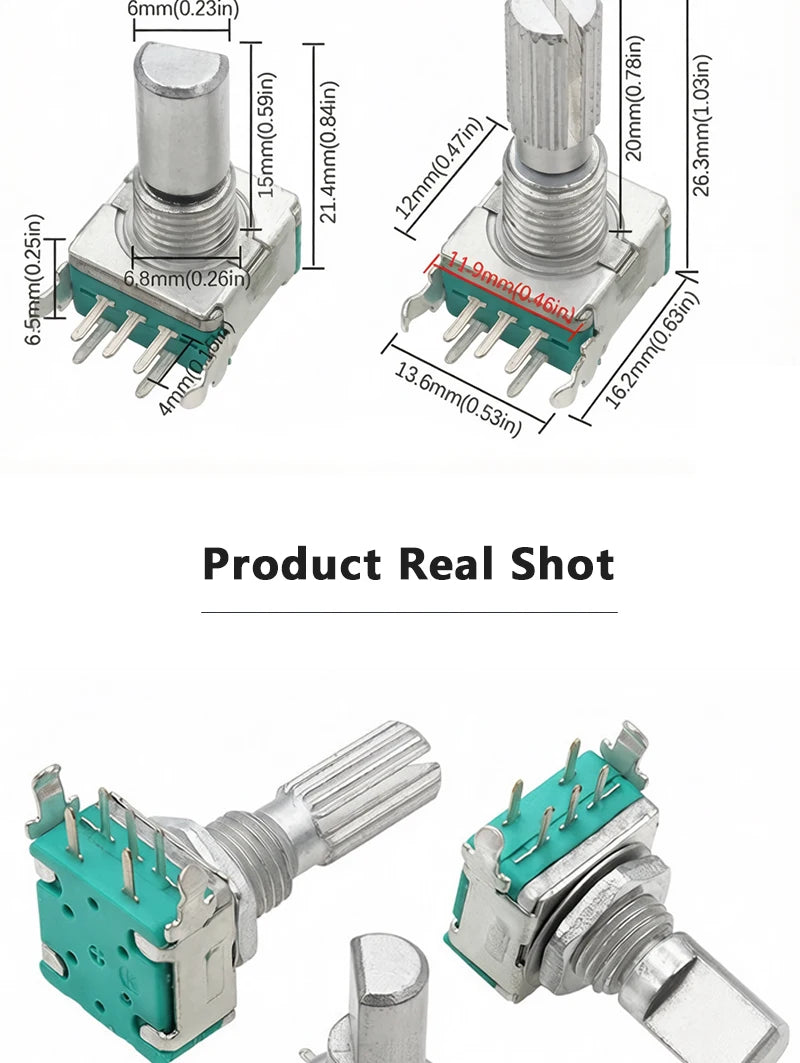 5PCS EC11 Rotary Encoder 5‑Pins Rotary Code Switch With Push Button 15mm / 20mm Half‑shaft Plum‑shaft
