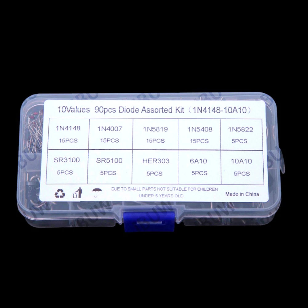 10Values 1N4007 1N5819 1N5408 1N5822 SR3100 Schottky 10A10 rectifier fast recovery diode 1N4148