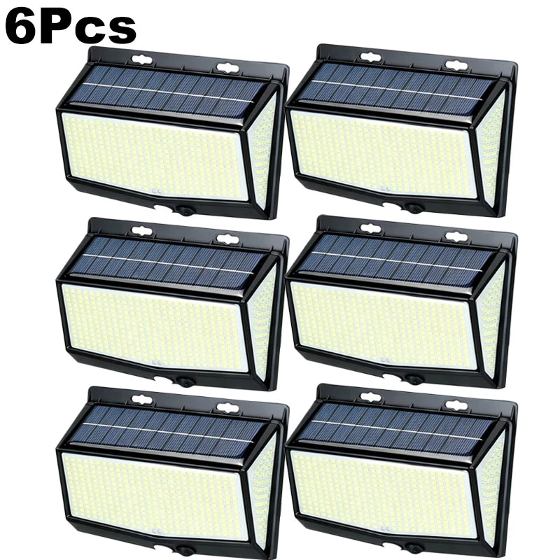 468 LED Outdoor Solar Lights with Motion Sensor 3 Lighting Modes Waterproof Solar Wall Lights for Courtyard Garage Fence Patio