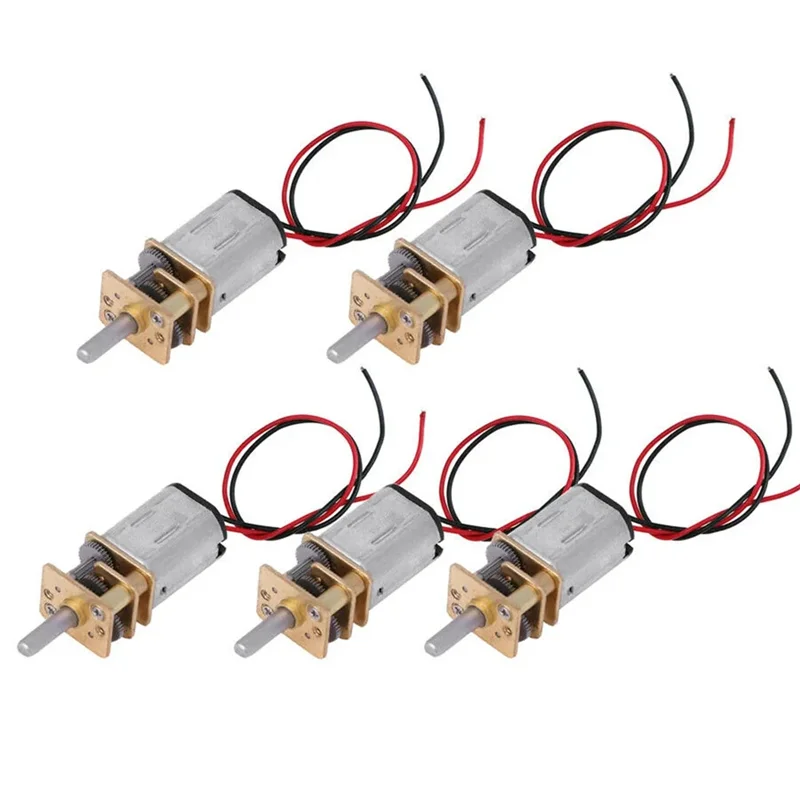 AT19-N20 Mini Micro Metal Gear Motor Set 5Pcs DC 3V-6V Gearwheel Included Full Metal Reducer 60RPM Slow Speed Toy