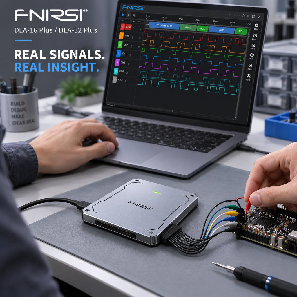 FNIRSI DLA‑16/32 Plus USB3.0 Logic Analyzer 16/32CH 1GHz Sampling 4Gbit Buffer 120+ Protocol Decoder Embedded Debug Tool