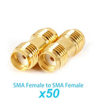 50Pieces Copper SMA Female to SMA Female Straight Adapter RP-SMA Low Signal Loss RF Connection for FPV Drone WIFI