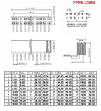 10pcs 2.0mm PH6.35/7.2mm Double Row Female Bent Pin Connector Right Angle 90 degree Socket 2*2P-40 Pin