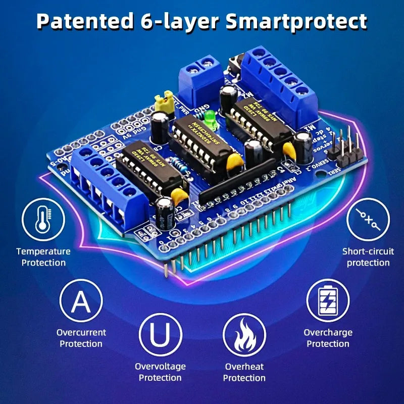 4Pack L293D Stepper Motor， DC Motor Drive Shield Stepper Motor Drive Shield Expansion Board Compatible with Arduino