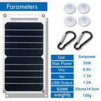 SOECOPO 30W Lightweight Flexible Solar Panel Kit, Free Mini Solar Regulator, Complete Hooks & Suction Cups Accessories, Portable For Phone Outdoor Camping Charging, US Warehouse 2-8 Days Fast Domestic Delivery