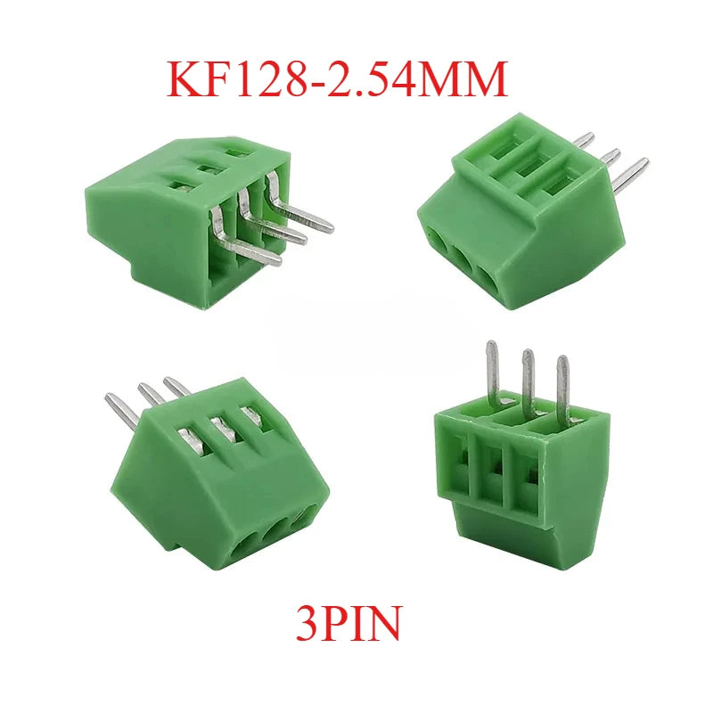 10PCS Mini 2.54mm Pitch PCB Screw Terminal Block Connector For 26-18AWG Wire Cable 3Pin/3Poles PCB Screws Terminals 150V 6A
