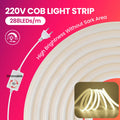 Dimmable 220V COB LED Neon Strip Light Switch Dimmer Power Kit 5m 10m 30m 3000K 4000K 6000K 288 LEDs Flex Tape 0.5m Waterproof