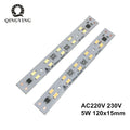 1pcs AC 220v LED Crystal Light Bar Strip 5W 120mm 160mm Free Driver Module SMD 5730 LED PCB White Warm White T5 T8 Light Source
