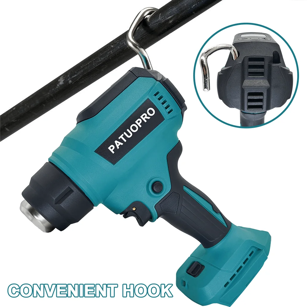 PATUOPRO Adjustable Temperatures Heat Gun 30-550℃ LED Display Cordless Electric Hot Air Gun Power Tools For Makita 18V Battery