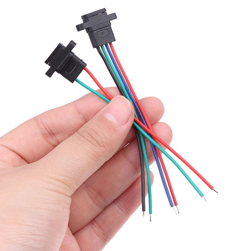 USB-C Type Connector Type-C 2Pin 4Pin Welding Wire Female Waterproof Female Socket Rubber Ring High Current Fast Charging Port