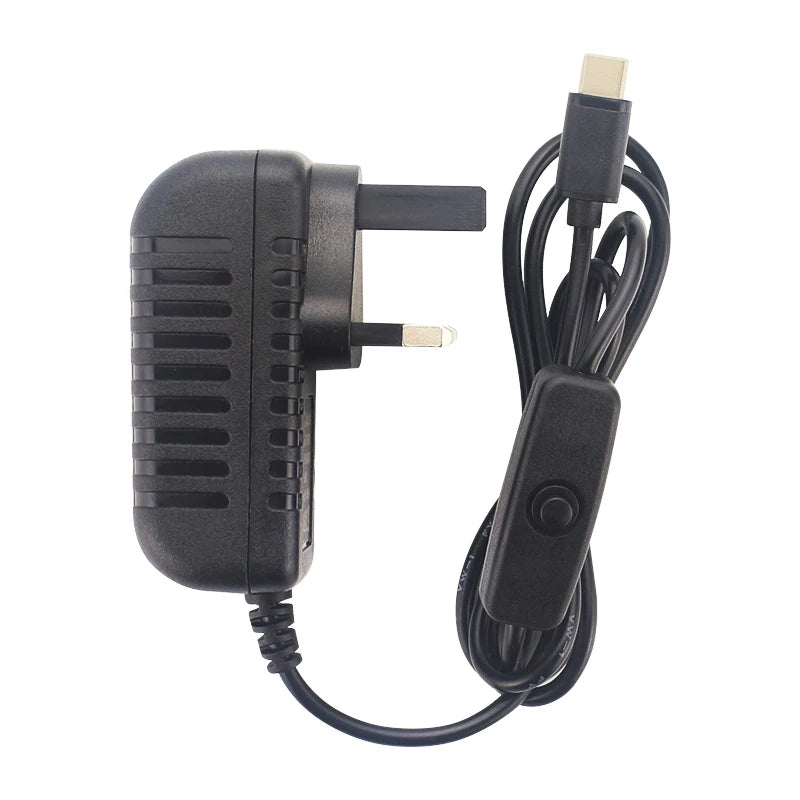 5V 3A Power Supply with ON/OFF Switch EU US UK Plug Charger USB Type-C Power Adapter for Raspberry Pi 4 Orange Pi Zero 3 / 3B