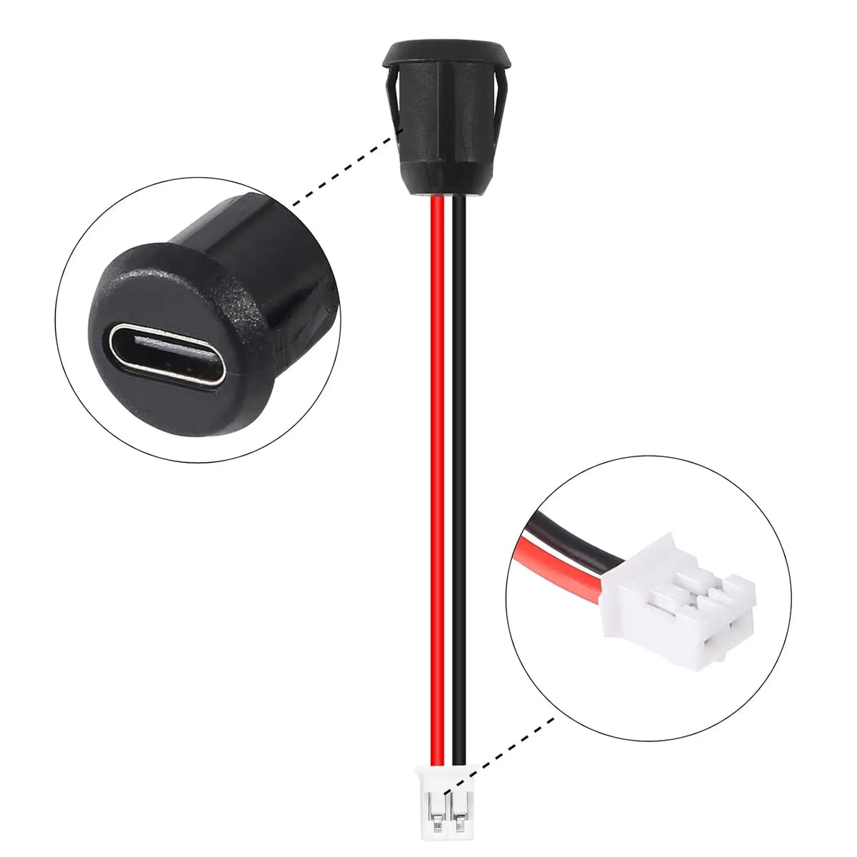 10pcs Type-C Female 2P Direct Crimp USB Female Chassis C Connector Jack Female Charging Port Waterproof with Card Buckle