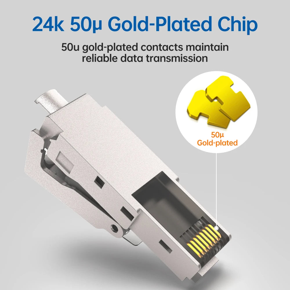 CAT8 STP RJ45 Connector CAT7 CAT6A Reusable Ethernet Termination modular Plug Shielded Modular Zinc alloy Field Termination Plug