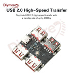 XL334P4 USB2.0 4-port Controller Expansion Module USB 2.0 to 4 Channel Way Splitter USB-HUB Type-C Extender Board 40MB/S