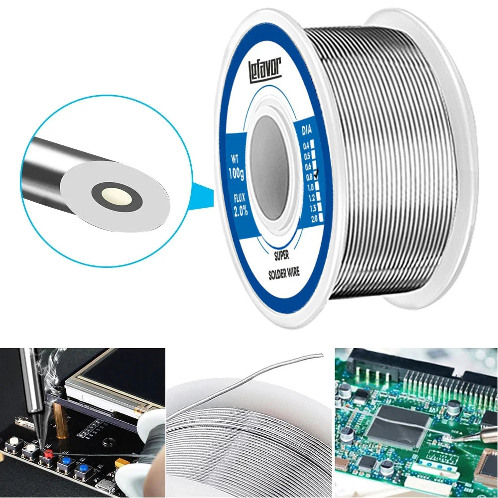 0.8mm 1.0mm 2.0mm 20g 50g 100g Soldering Tin Wire Tin Melt Rosin Core Solder Soldering Wire Roll No-clean FLUX 2.0%