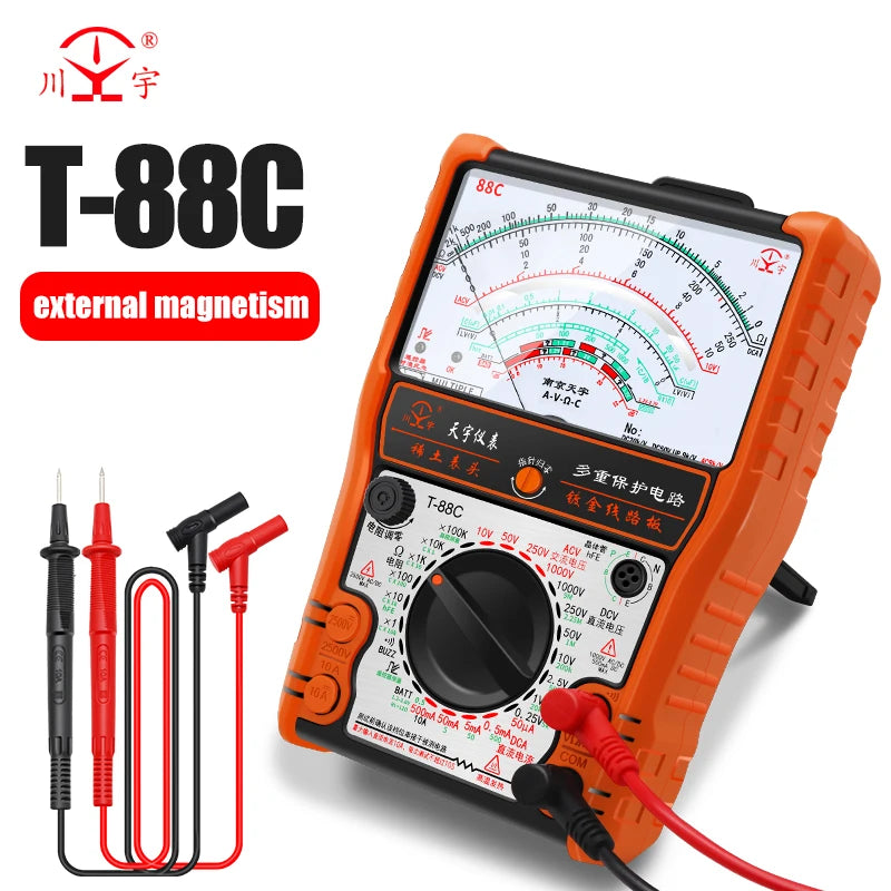 2025New Pointer Multimeter T88A T88B T88C AC/DC 2500V Volt-Ammeter Analog Multimetro Resistor Tester With Coat Electrician Tools
