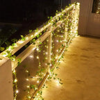 Solar String Light Artificial Leaf Flower Light Garland Decoration Outdoor Room Curtain Lamp Wedding Party Garden Solar Light