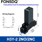 Dual Digital Timer Relay H3Y Cycle Time Control Power On Delay Timer DC12V DC24V AC220V 8Pin 14Pin with Socket Base