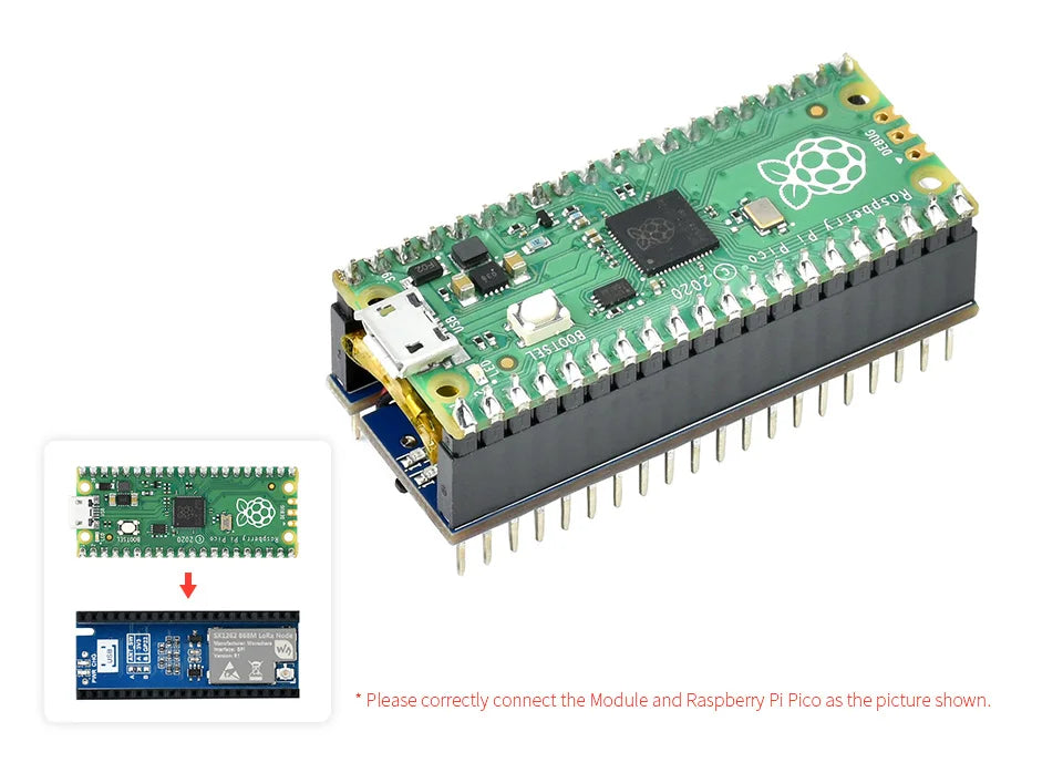 Waveshare SX1262 LoRa Node Module for Raspberry Pi Pico LoRaWAN EU868 Band Pico-LoRa-SX1262-868M