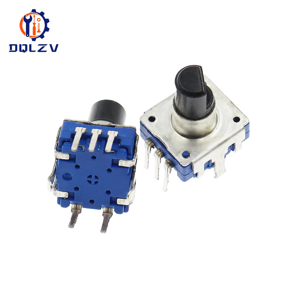 EC12 Car Audio Encoder With Switch 24 Position 360 Degree Rotation Shaft Length 12MM Digital Potentiometer 5Pins