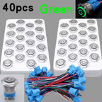 40pcs 22mm Push Button Switch Latching Momentary Metal PC Power LED Light On Off with Wire Waterproof 12v 3v 5v 6v 24v 220v Red