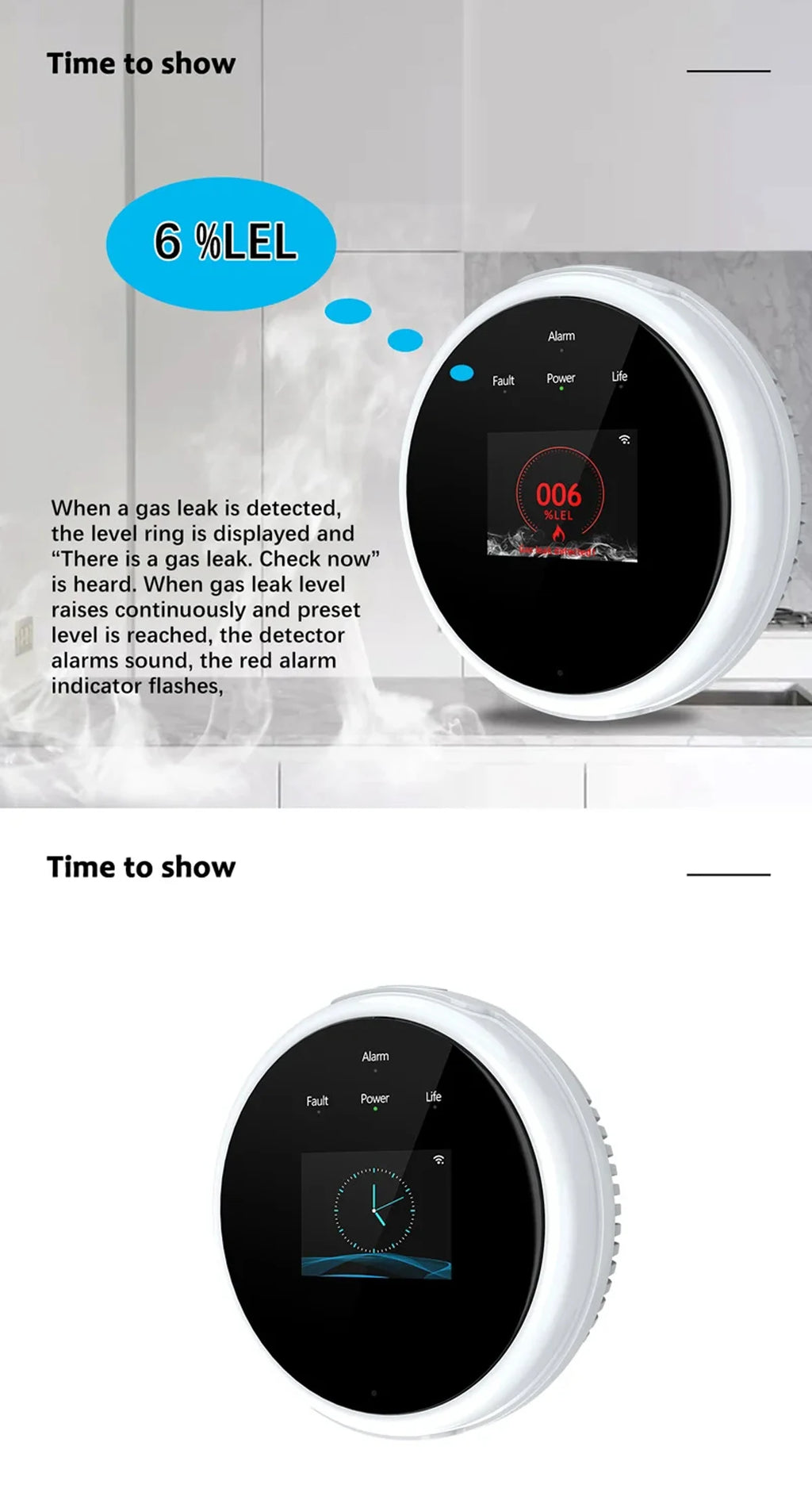 Hot EU/US/AU/UK Plug Safety Smart Home GAS Leakage Sensor Tuya WiFi LPG Leak Alarm Smart Life App Fire Security Detector Control