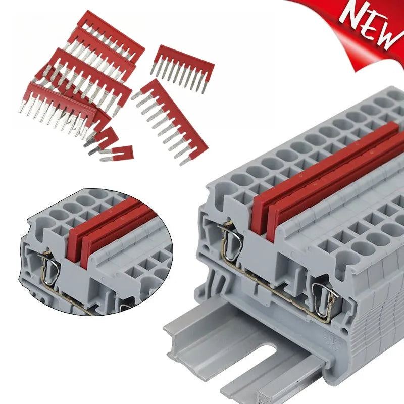 2/3/4/5/10 Seats Terminal Strip Jumper Plug-in Fixed Bridge PT ST UT DIN Rail Terminal Blocks center connection bar Accessories