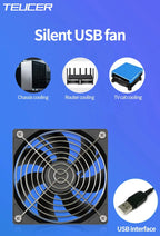 TEUCER USB Cooling Fan 8CM/12CM/14CM 800-1800RPM USB Port Power Supply Desktop Computer Available