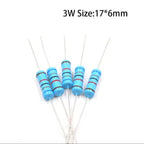 20pcs/lot 3W Metal Film Resistor 1% 0.1R-2.2M 2.2 10 100 150 220 270 330 470 1K 2.2K 4.7K 10K 15K 22K 47K 100K 220K 470K 1M ohm