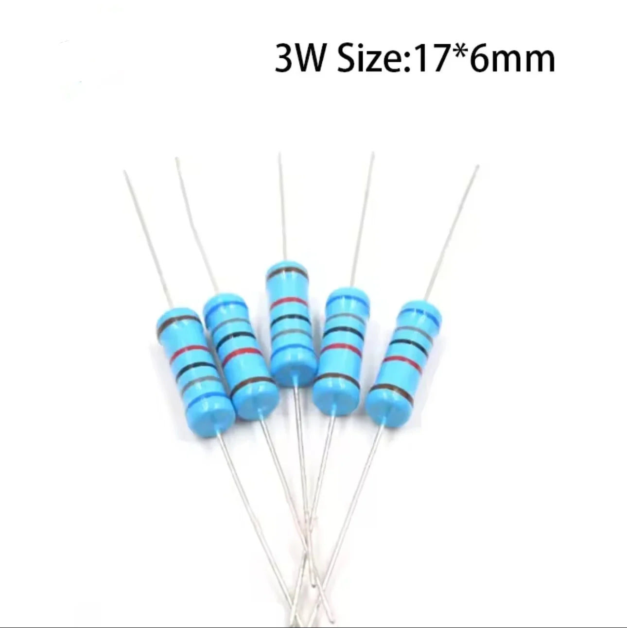 20pcs/lot 3W Metal Film Resistor 1% 0.1R-2.2M 2.2 10 100 150 220 270 330 470 1K 2.2K 4.7K 10K 15K 22K 47K 100K 220K 470K 1M ohm