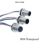 Waterproof M12 Male Female Connector Cable IP68 4 5 8 12 Pin Aviation Socket with 20CM Wire Open 12mm/16mm Panel Mount Sockets