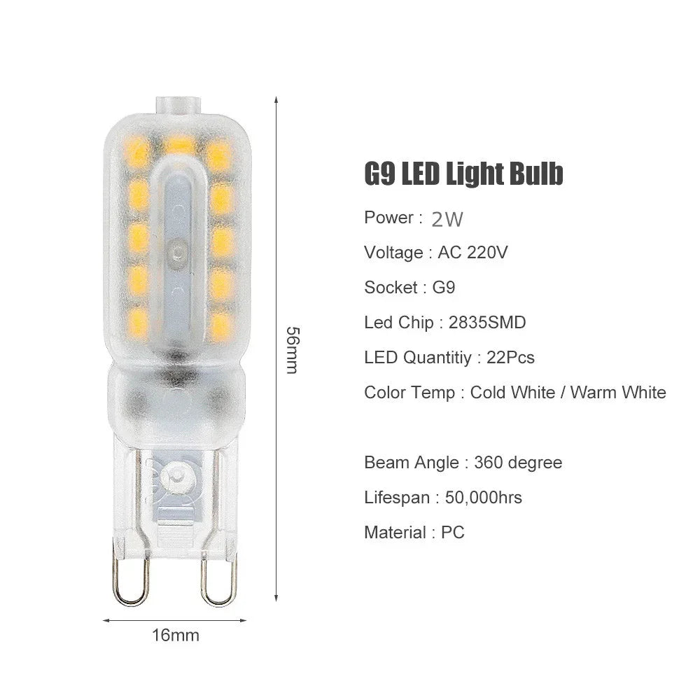 1pcs Mini G9 1W 2W LED Light Bulb AC 220V SMD 2835 LED Lamp For Chandelier Replace 20W 30W Halogen Lamp Home Indoor Lighting