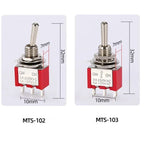 10Pcs MTS102 MTS203 Micro Switch 6mm Miniature Switch ON-OFF-ON Toggle Switch Single Pole 3Pin 6Pin ON/OFF Power Button Switch
