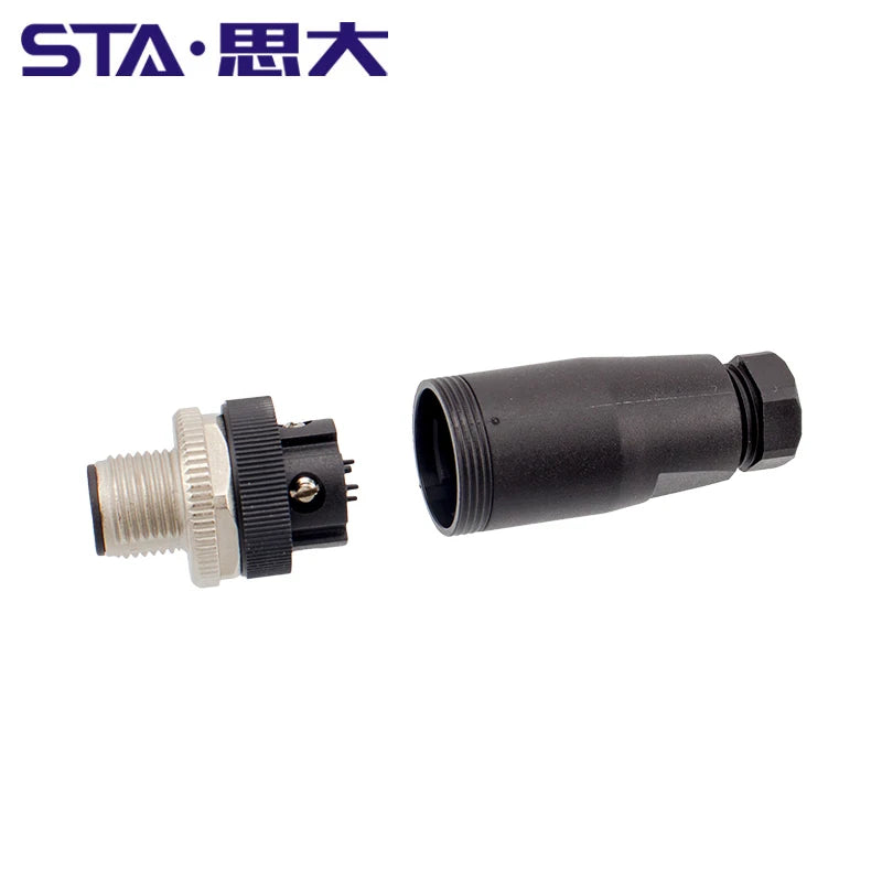 Screw Type Waterproof IP67 Plastic M12 A B D Code Field Connectors PG7 PG9 Male Plug 2 3 4 5 8 Pins