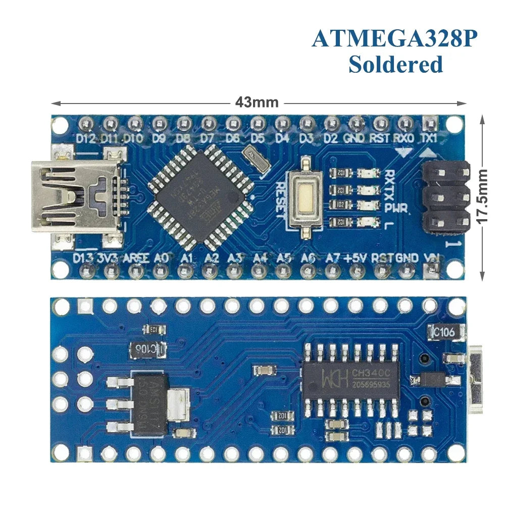 Mini / Type-C / Micro USB Nano 3.0 With the bootloader compatible Nano controller for arduino CH340 USB driver 16Mhz ATMEGA328P