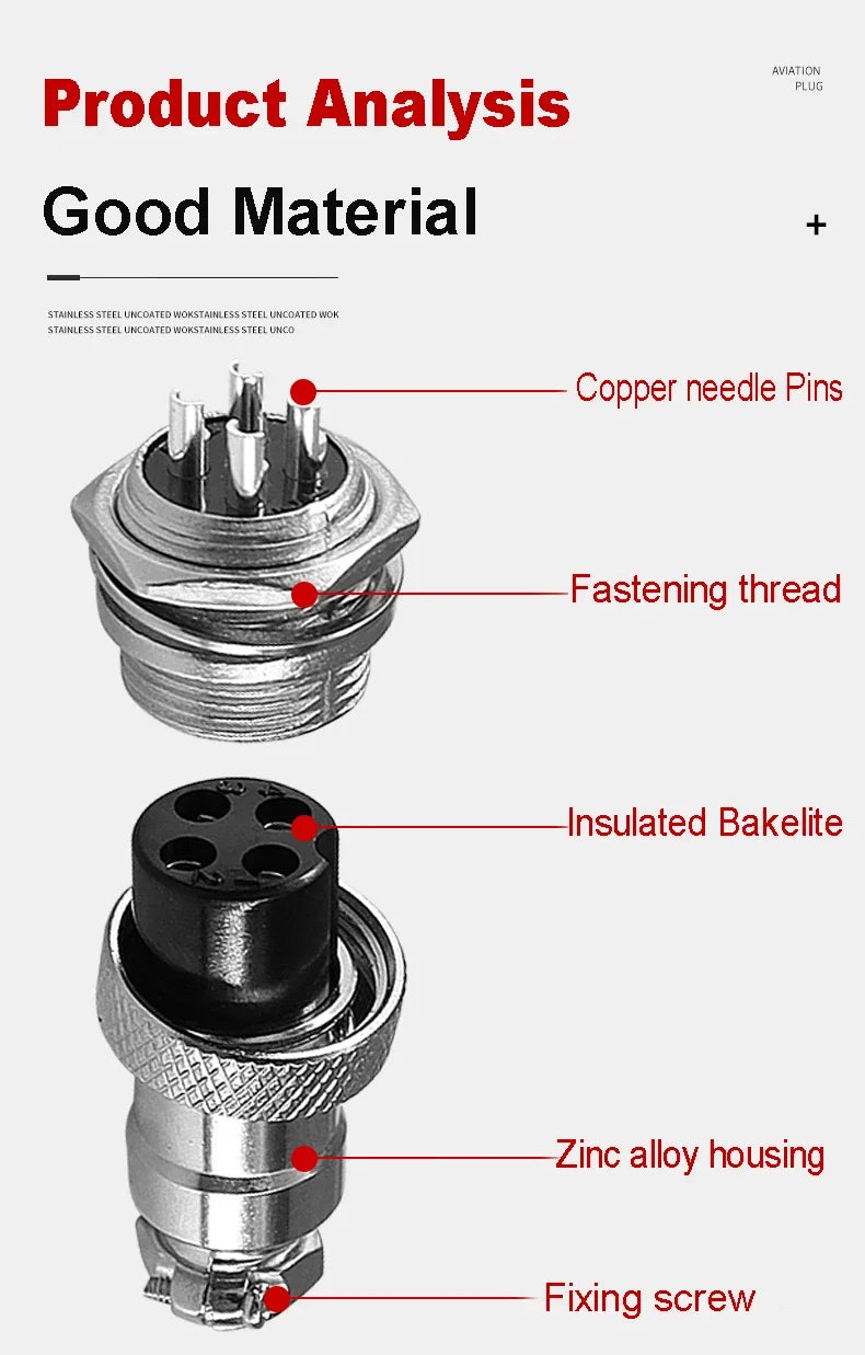 GX12 Female Plug Socket Waterproof M12 Circular Aviation Connector 2Pin 3Pin 4Pin 5Pin 6Pin 7Pin 1m 2m Extension Cable Wire