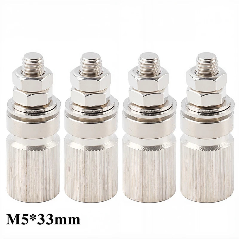Silver Alloy Binding Post M5X33mm Grounding Terminal with 4MM Banana Wiring Ports