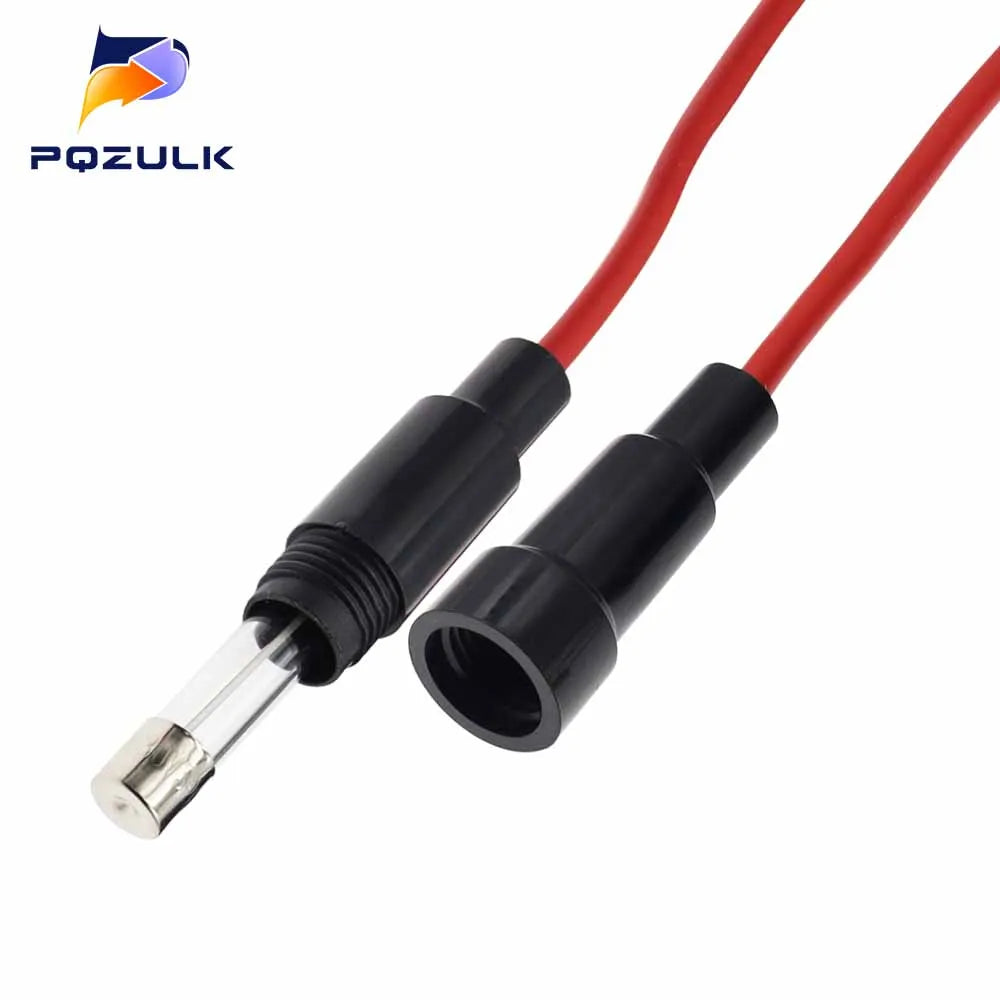 5*20MM 6*30mm Glass Tube Fuse Holder Screw Type Quick Blow 5X20MM Fuses with 22 20 18 16 14AWG Wire 250V for Car