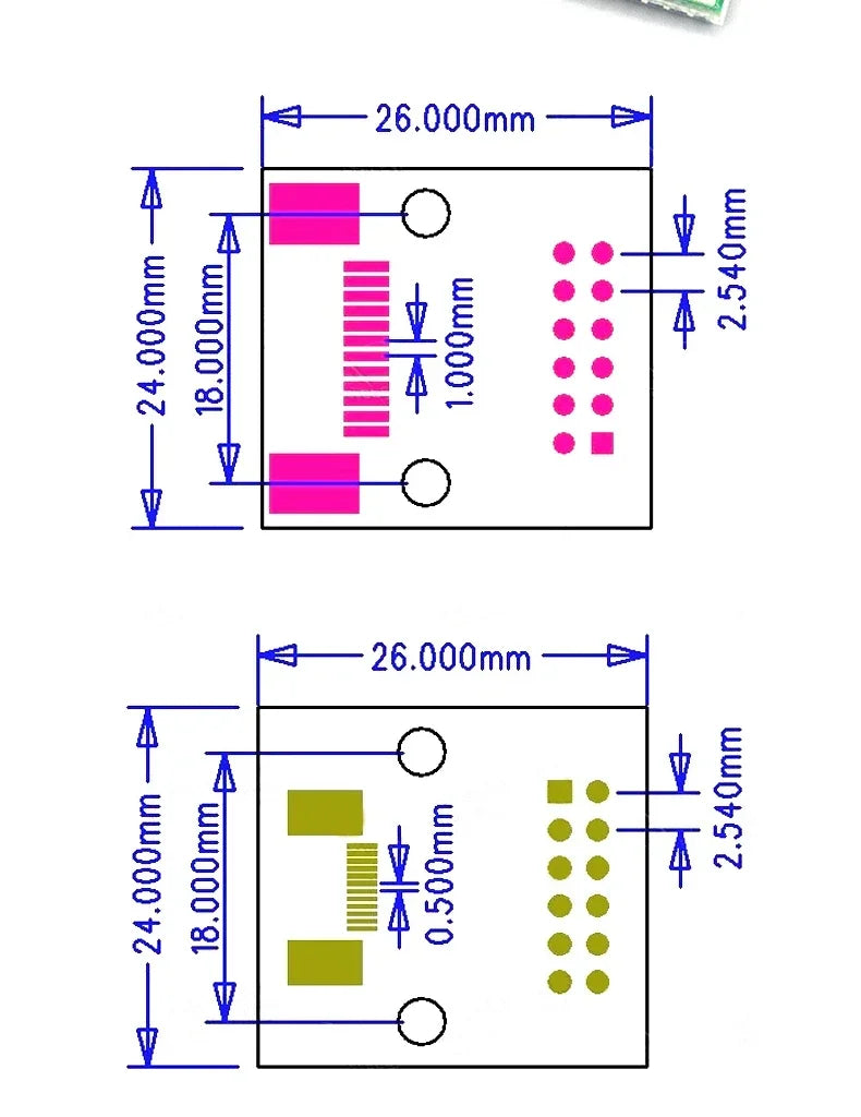 1PCS  Test Board FPC 4 8 10 12 20 30 60 Pin PCB Double Sided FFC FPC Flex Cable Adapter Pitch 0.5mm 1.0mm to 2.54mm Connector