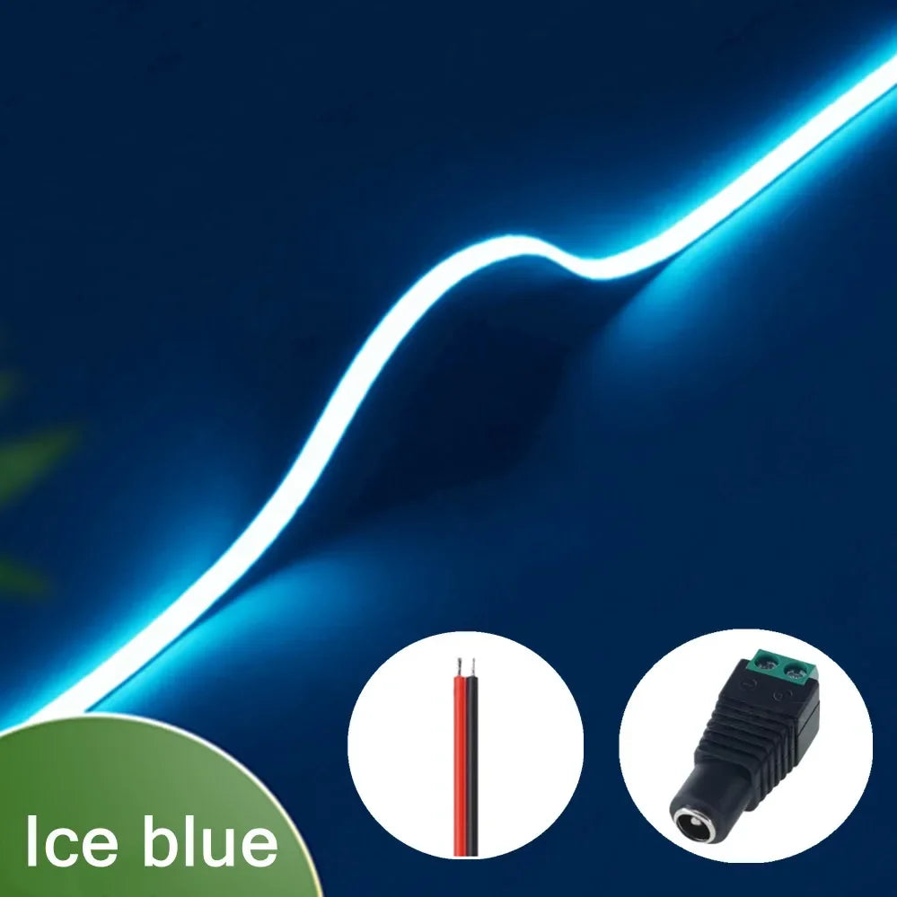 12V 3mm Width Ultra Thin COB LED Light Strip Colorful Dimmable High Density Flexible Light 400LEDs for DIY TV Home Decor Lamp
