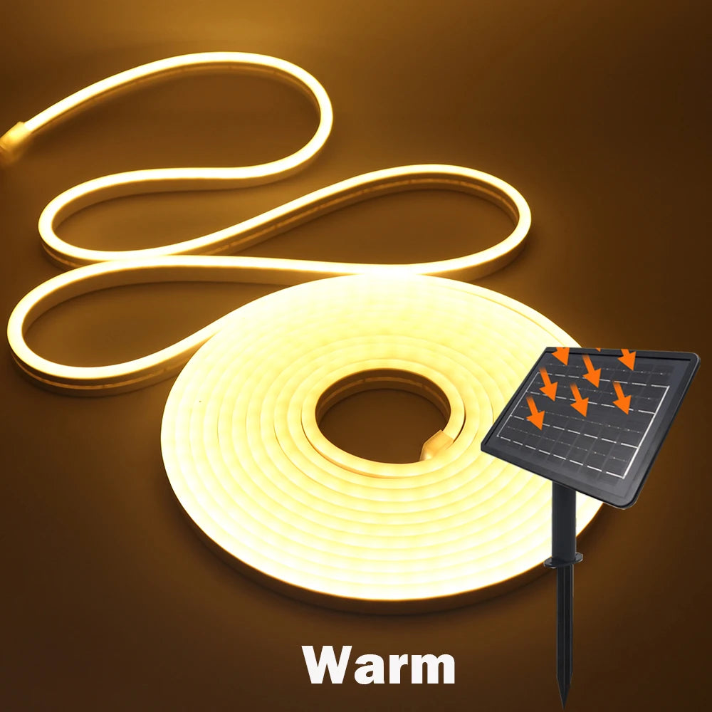 DC24V Solar LED Neon Strip Light Waterproof Warm White Blue Red Pink 6x12mm 2835 120LEDs/m Flexible Neon Rope Light Garden Decor
