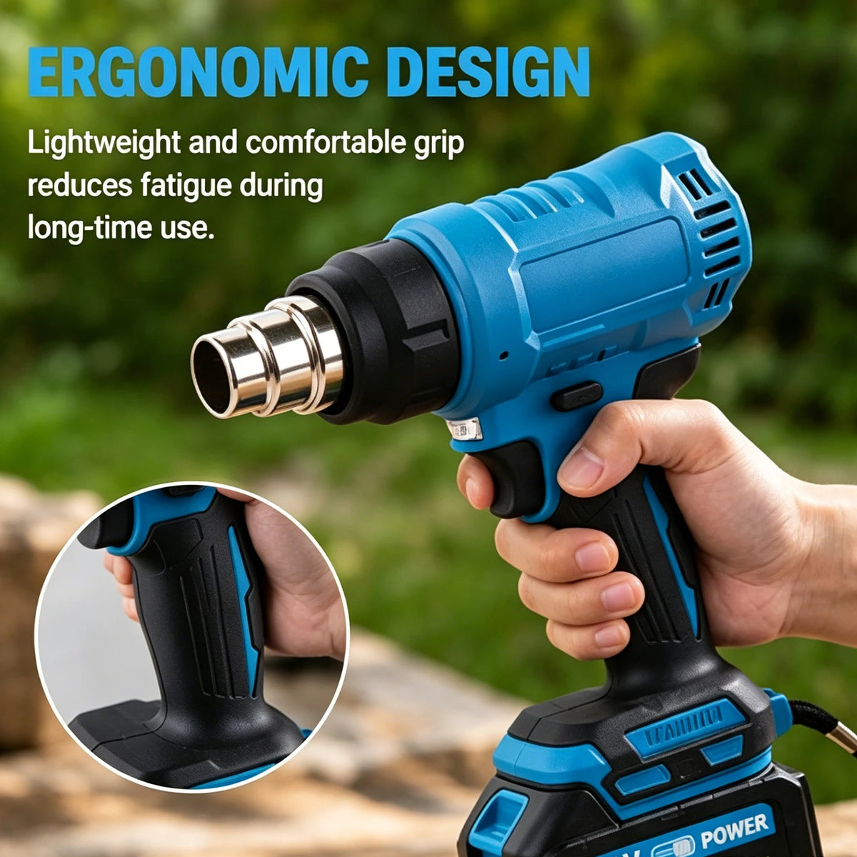 New 540℃ Electric Heat Gun Cordless Handheld Hot Air Gun 3 Nozzles Industrial Home Hair Dryer Machine for Makita 18V Battery