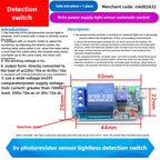 DC 5V 12V Light Photoswitch Sensor Switch LDR Photoresistor Relay Module Light Detection Photosensitive Sensor Board for Arduino