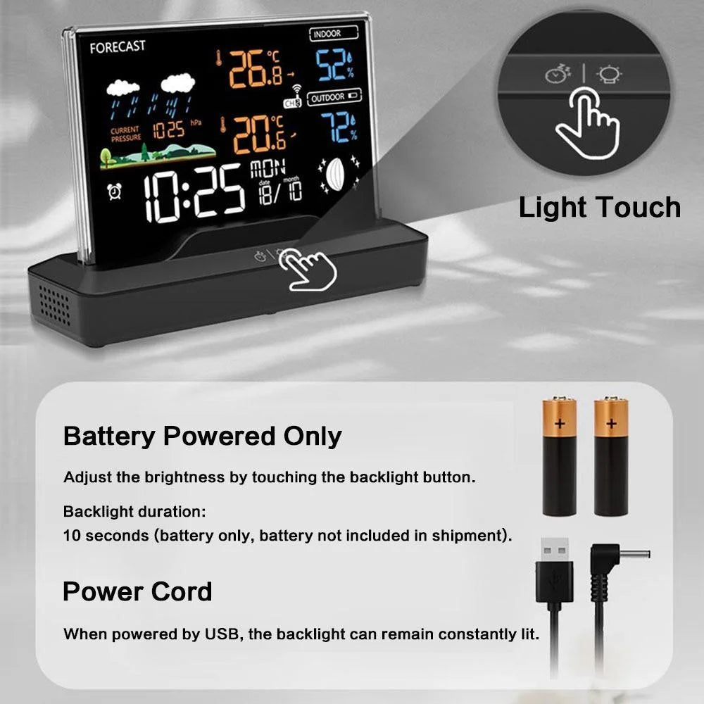 Wireless Weather Station Indoor Outdoor Thermometer Hygrometer Barometer Forecast Digital Color Display for Home Office